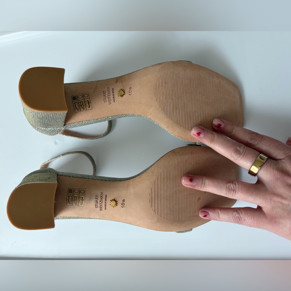 Stuart Weitzman Nearlynude Poudre Pink Block Heel Sandals - Picture 7 of 8